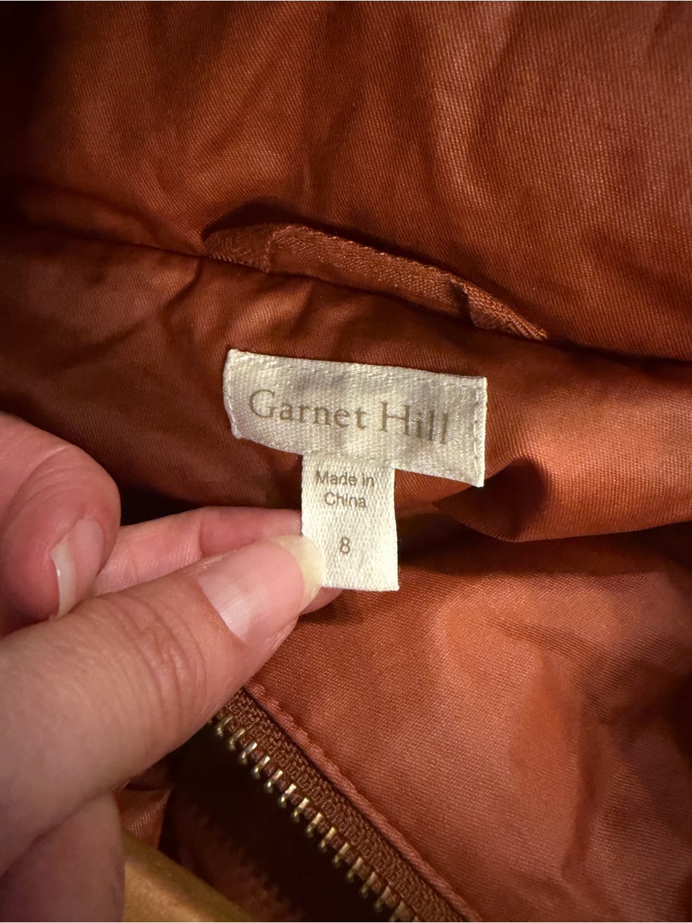 Garnet Hill Size 8 Coated Cotton Quilted Car Coat Orange Pumpkin Rust Rain - Picture 5 of 9
